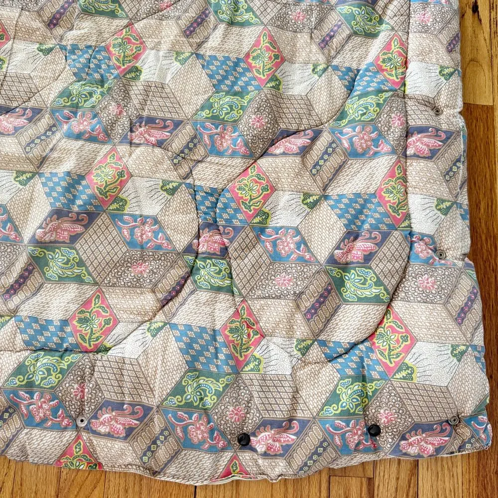 Vintage 70s Geometric Patchwork Wearable Sleeping Bag Blanket - Picture 3 of 5